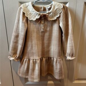 Janie and jack Plaid Long Sleeve Dress with Bow in 2t.  Worn twice!